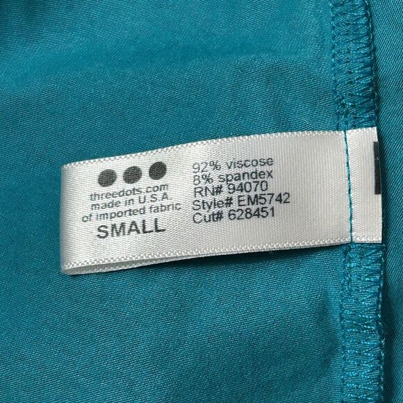 Three Dots Flutter Sleeve Jersey Easy Flounce T Shirt Dress Teal Blue Strappy S - Picture 11 of 12